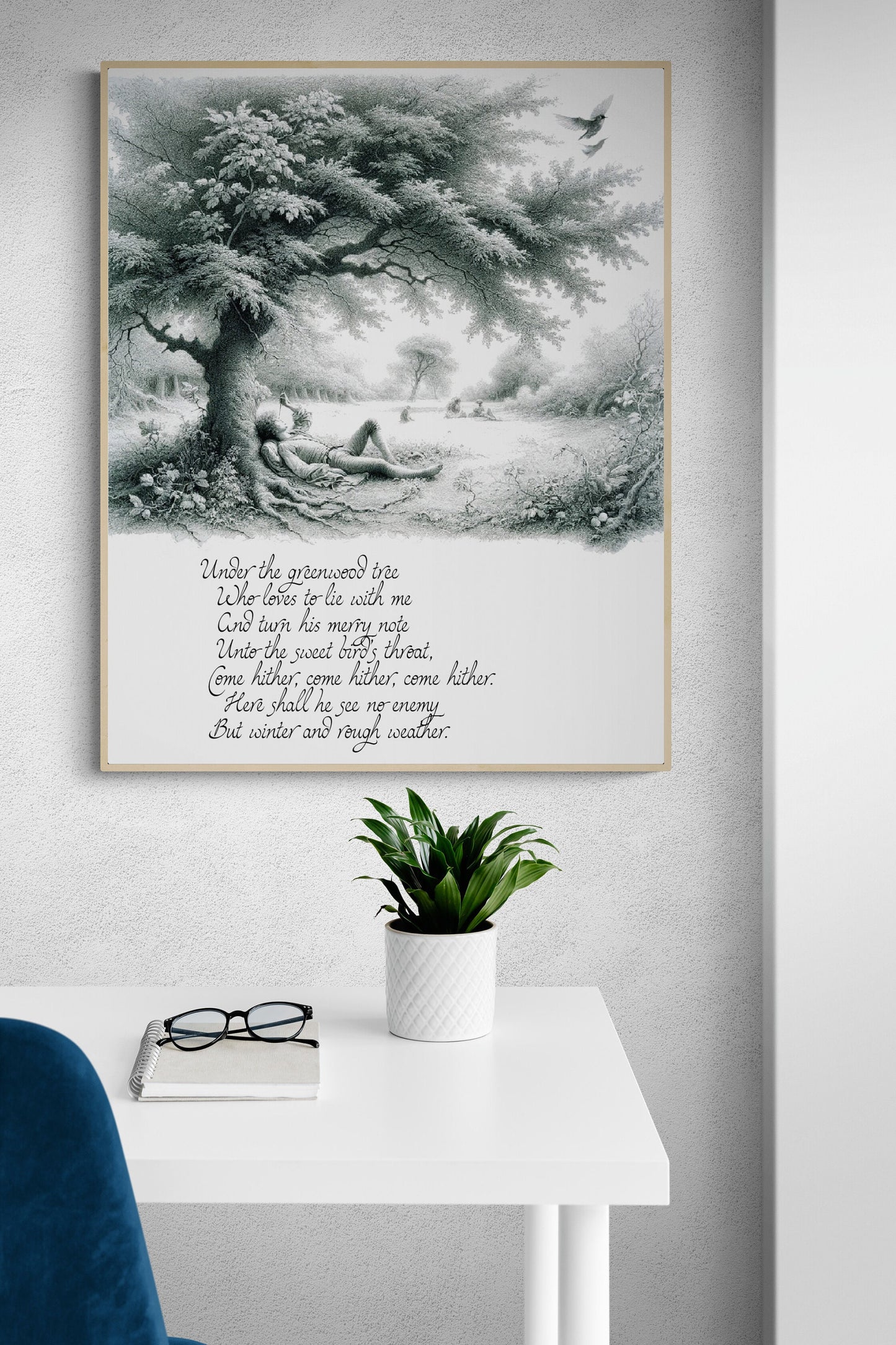 Under the Greenwood Tree by William Shakespeare's As You Like It Nature Sketch Art Print
