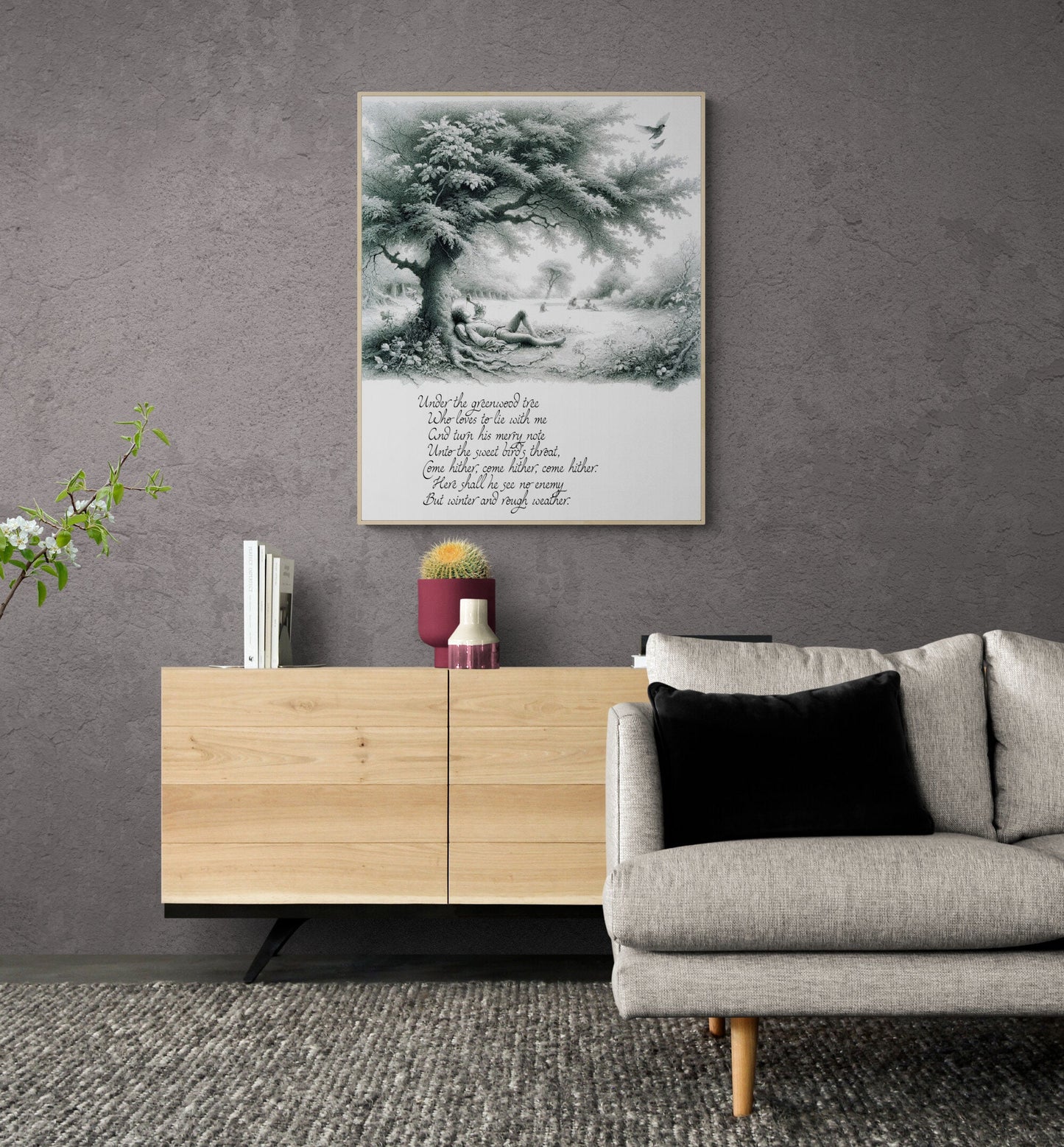 Under the Greenwood Tree by William Shakespeare's As You Like It Nature Sketch Art Print