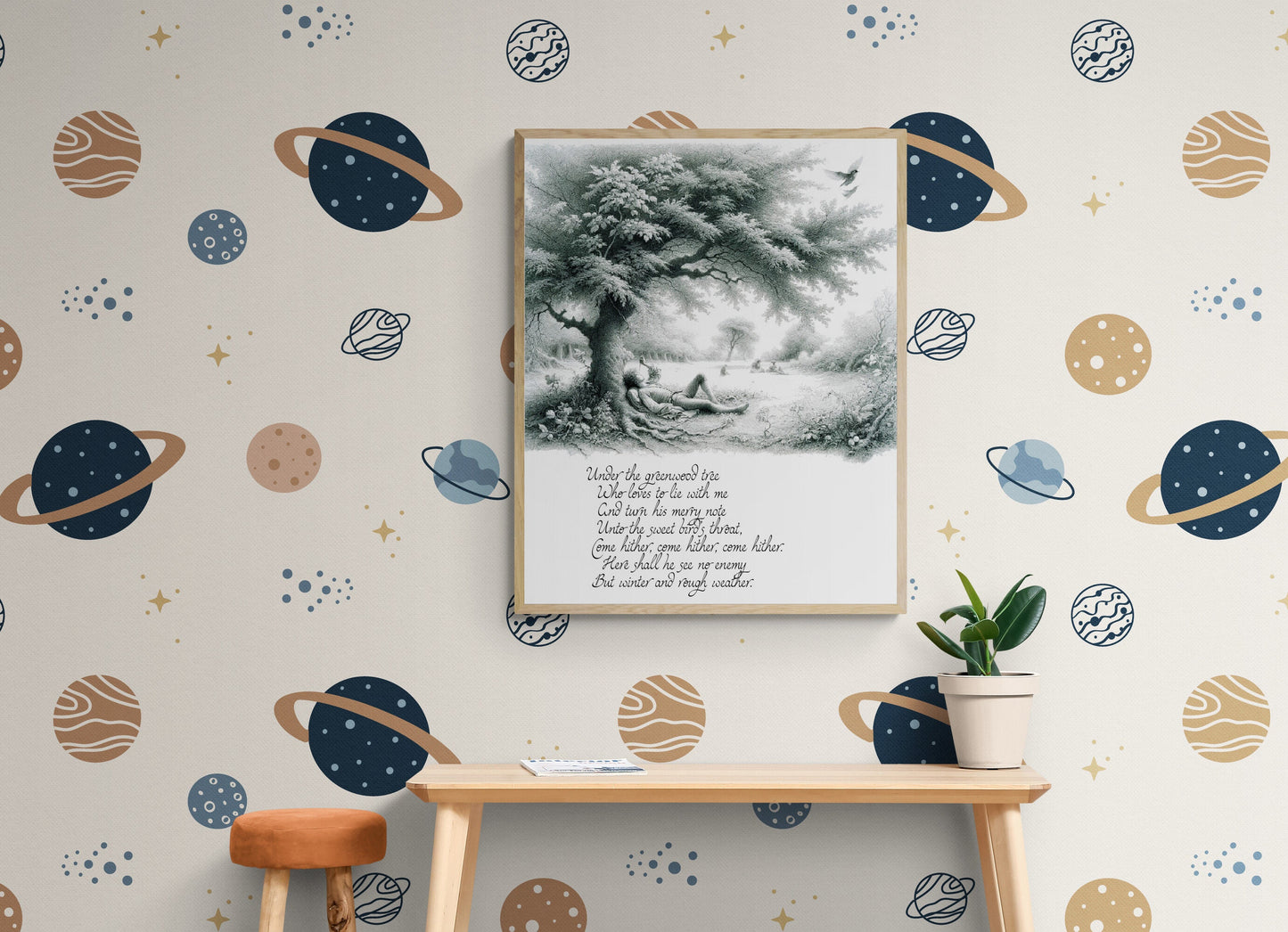 Under the Greenwood Tree by William Shakespeare's As You Like It Nature Sketch Art Print