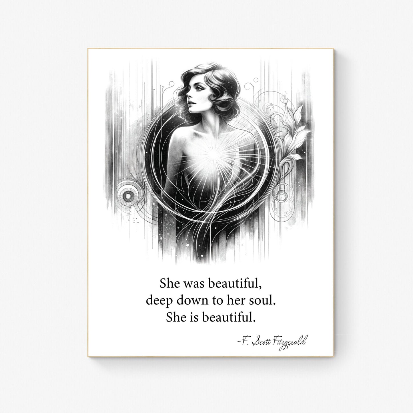 F. Scott Fitzgerald Quote She Is Beautiful Love Art Print