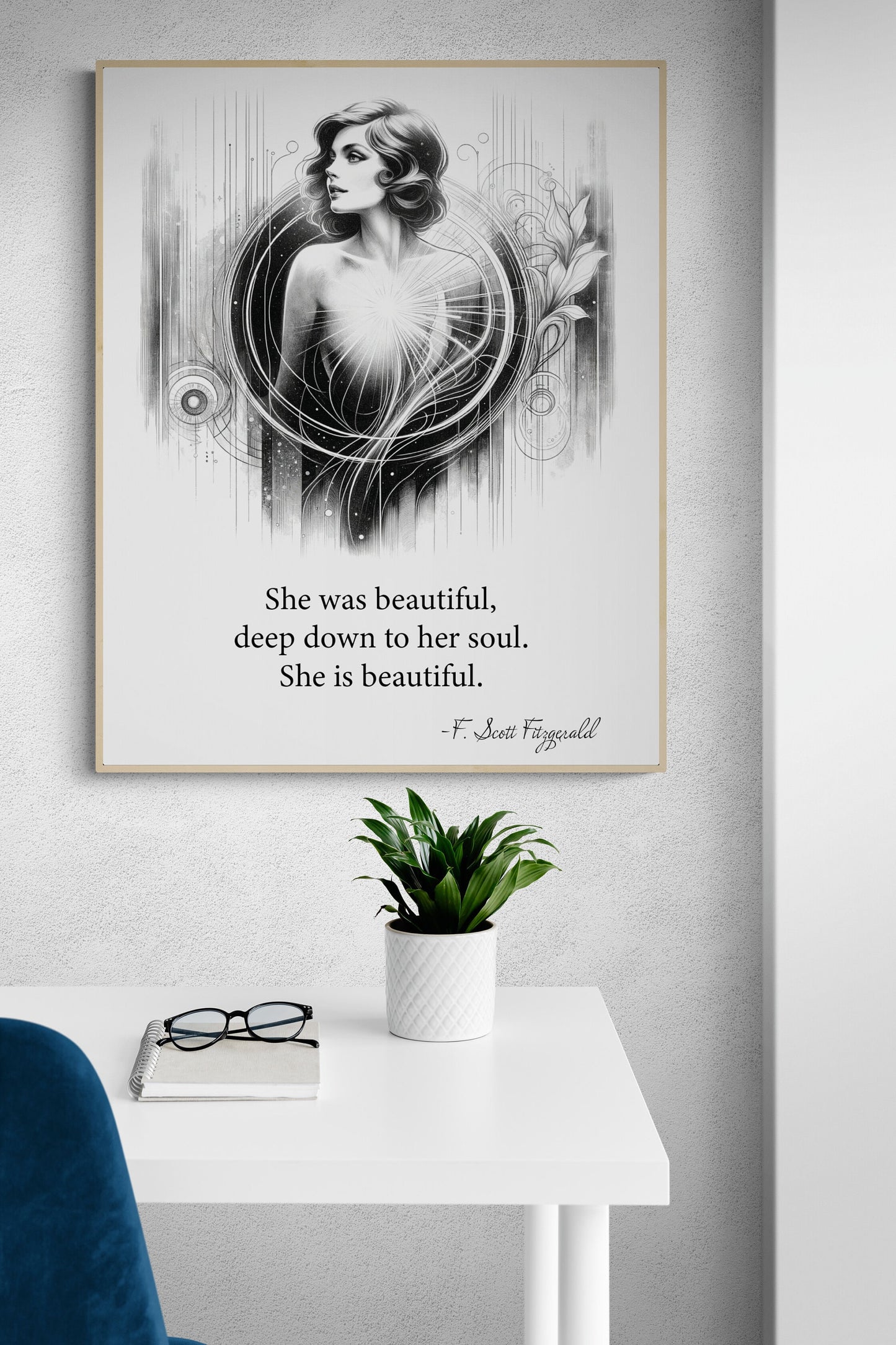 F. Scott Fitzgerald Quote She Is Beautiful Love Art Print