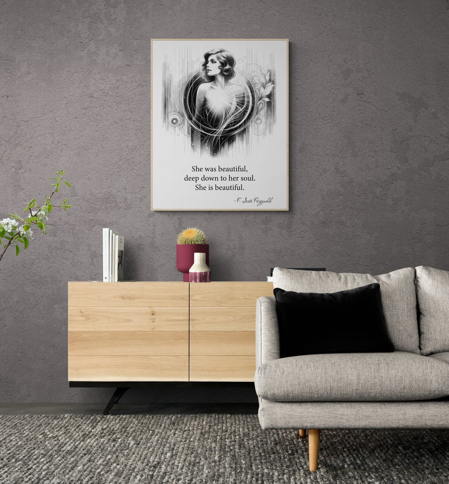 F. Scott Fitzgerald Quote She Is Beautiful Love Art Print