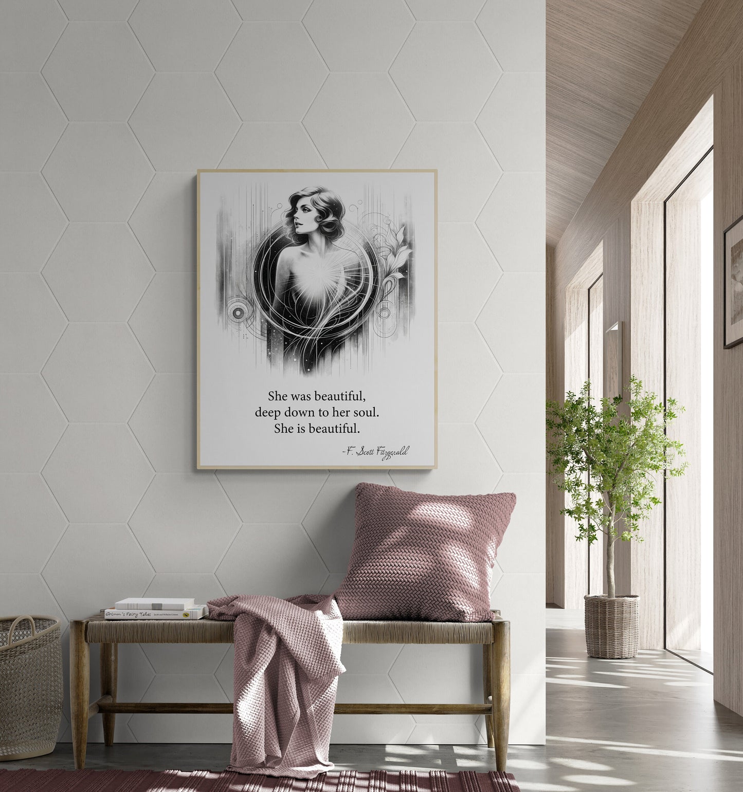 F. Scott Fitzgerald Quote She Is Beautiful Love Art Print