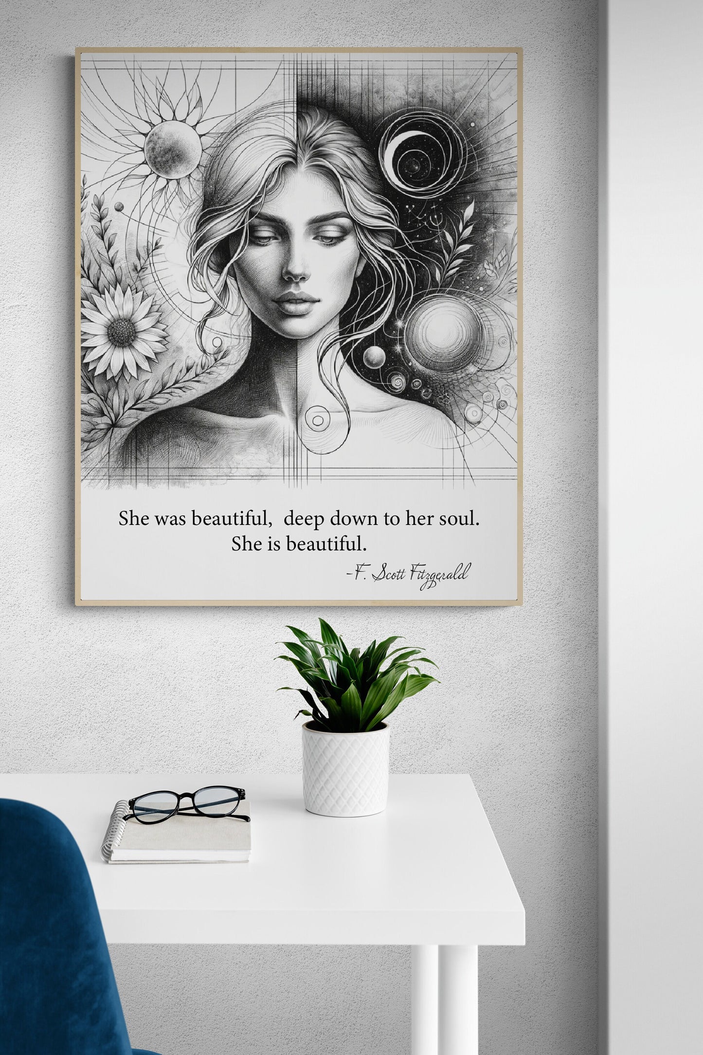She Is Beautiful F. Scott Fitzgerald Quote Love Art Print
