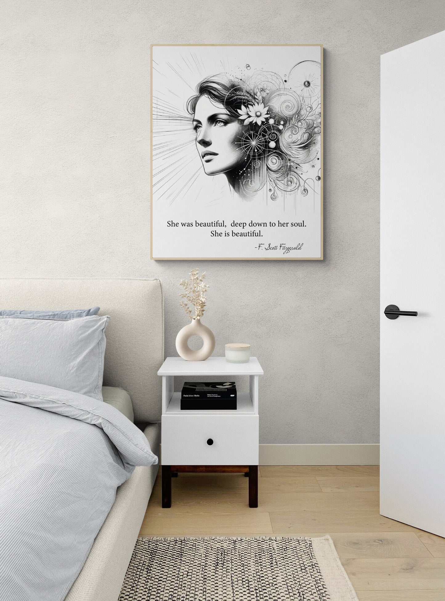 She Is Beautiful F Scott Fitzgerald Quote Love Art Print