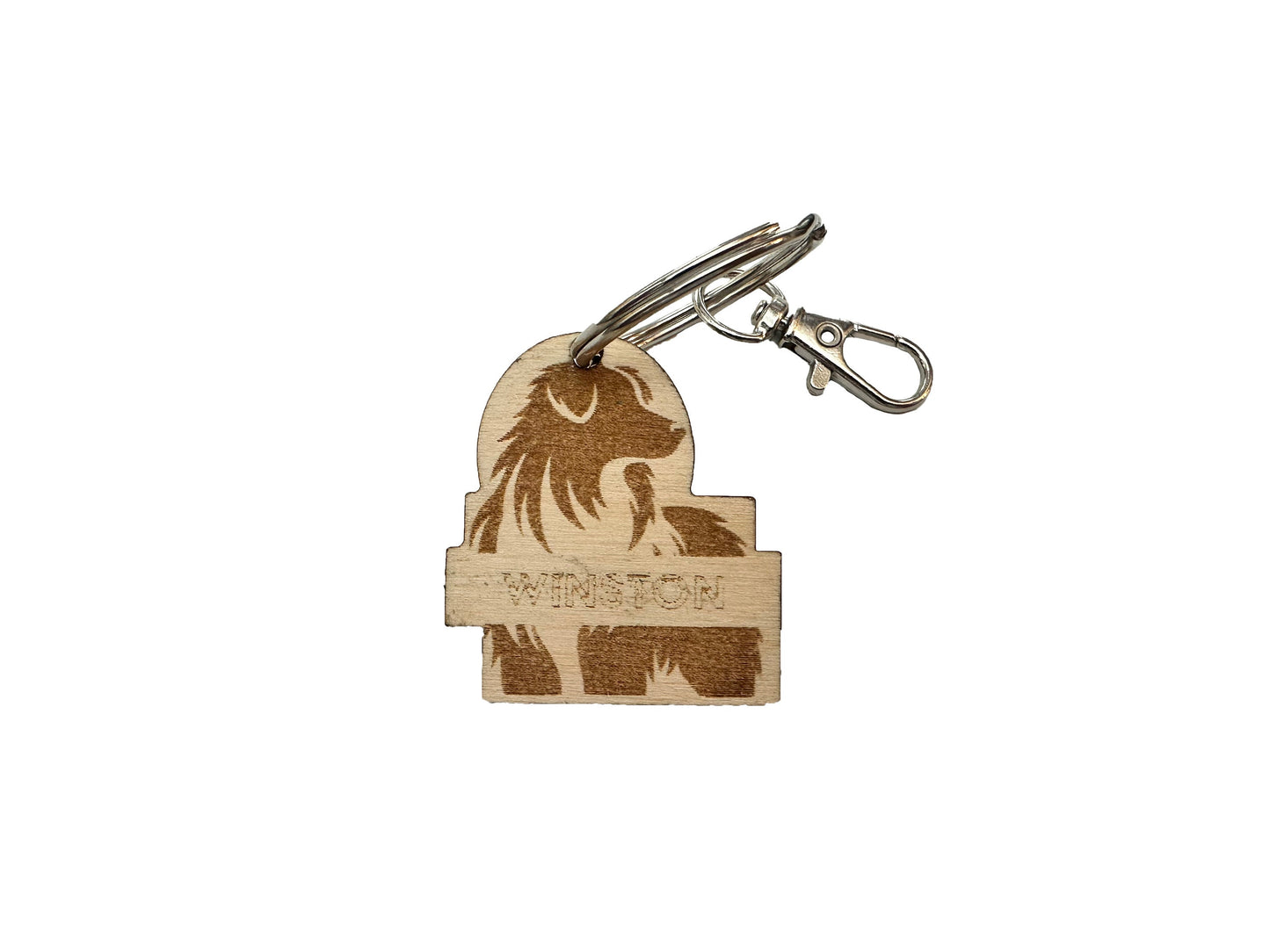 Custom Engraved American Shepherd Wooden Keychain with Metal Ring and Clip Perfect Gift for Dog Lovers