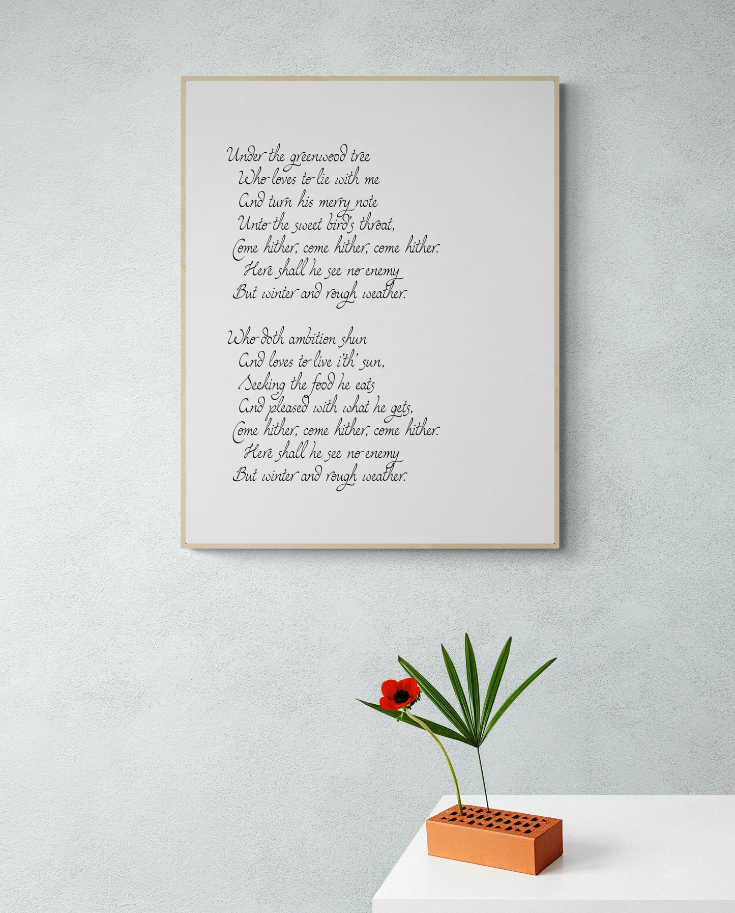 Under the Greenwood Tree by William Shakespeare's As You Like It Typography Art Print