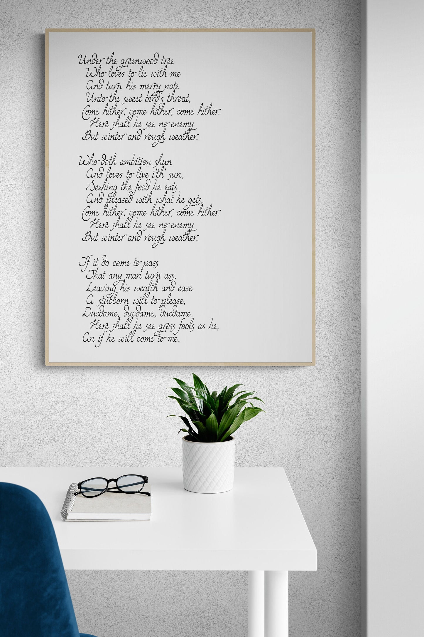 Under the Greenwood Tree by William Shakespeare's As You Like It Full Typography Art Print