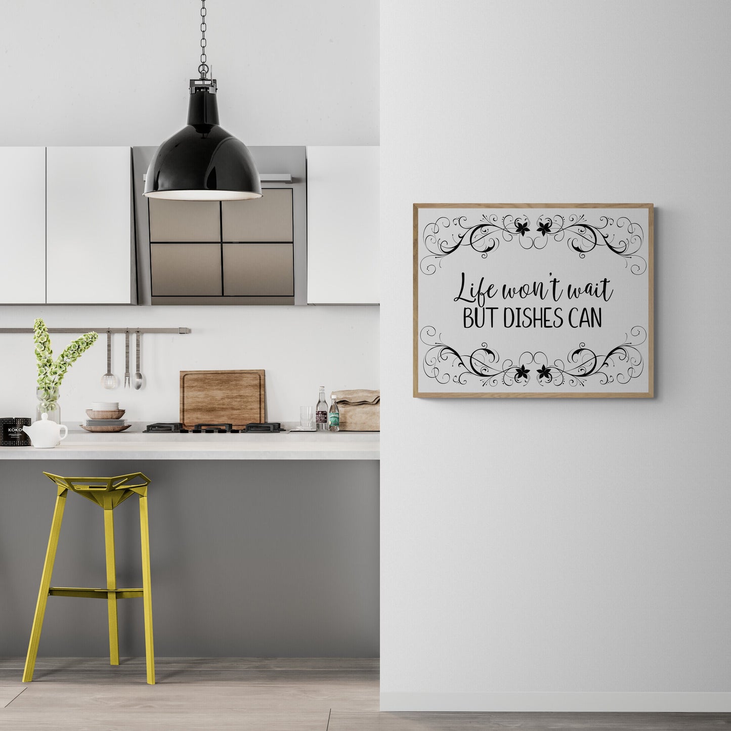 Life Can't Wait but Dishes Can - Kitchen Art Print