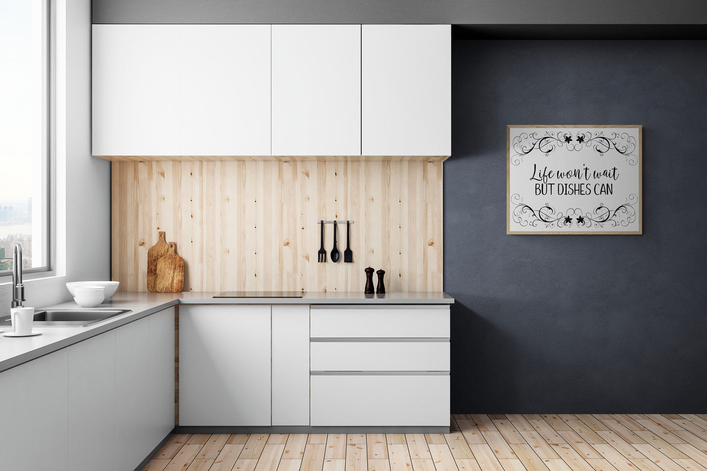 Life Can't Wait but Dishes Can - Kitchen Art Print