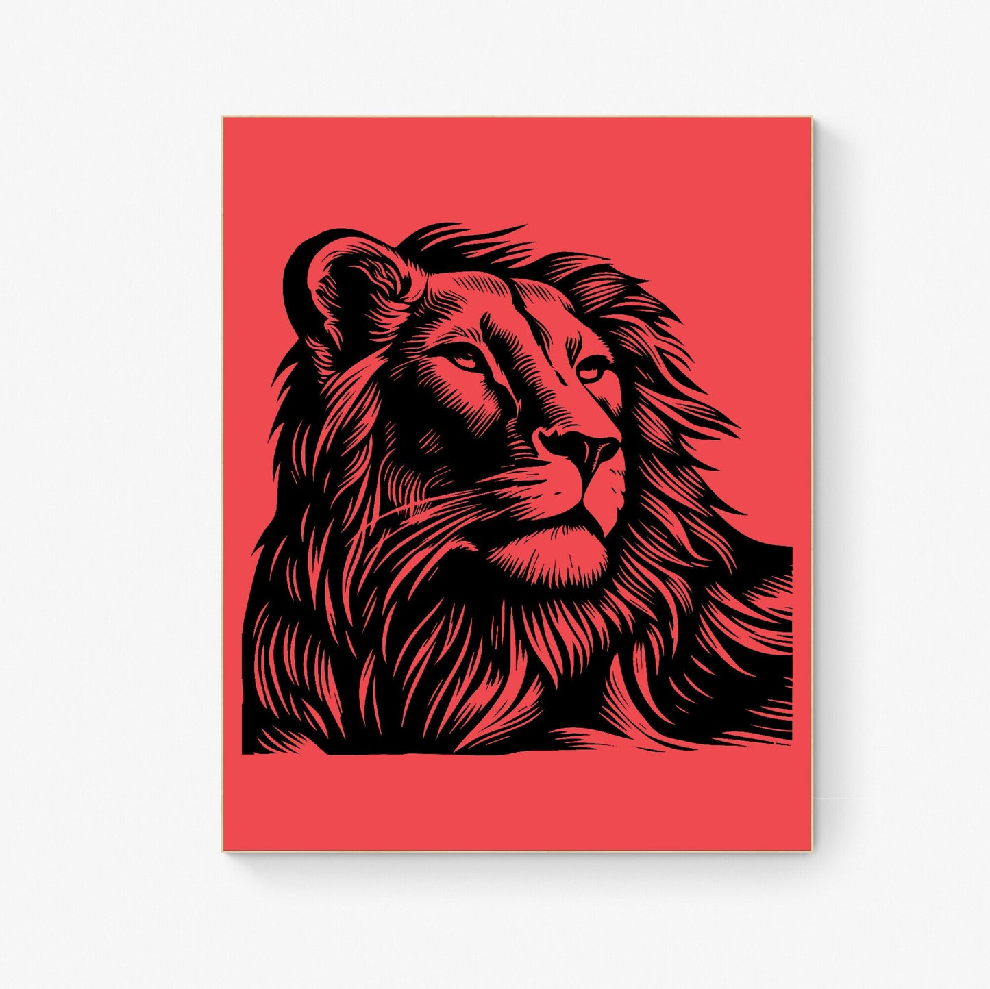 Majestic Mane Regal Lion Lithograph Art Print