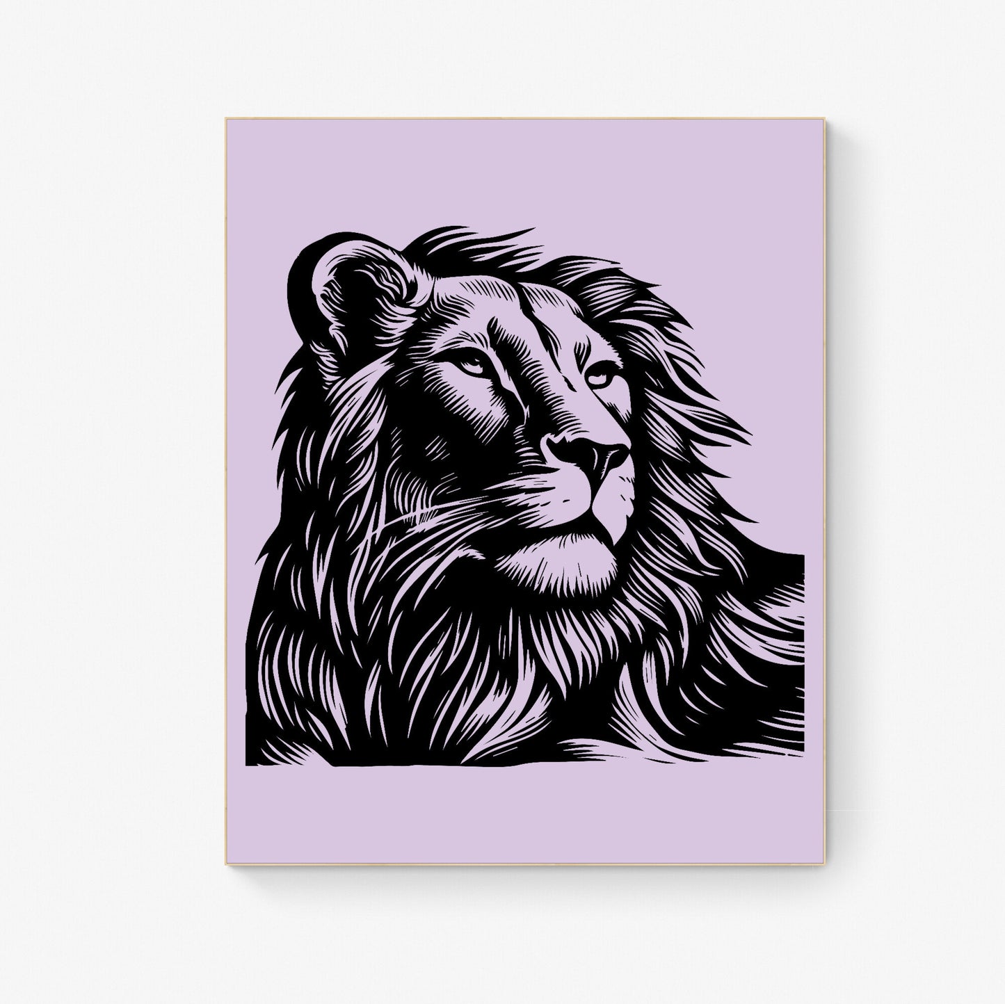 Majestic Mane Regal Lion Lithograph Art Print