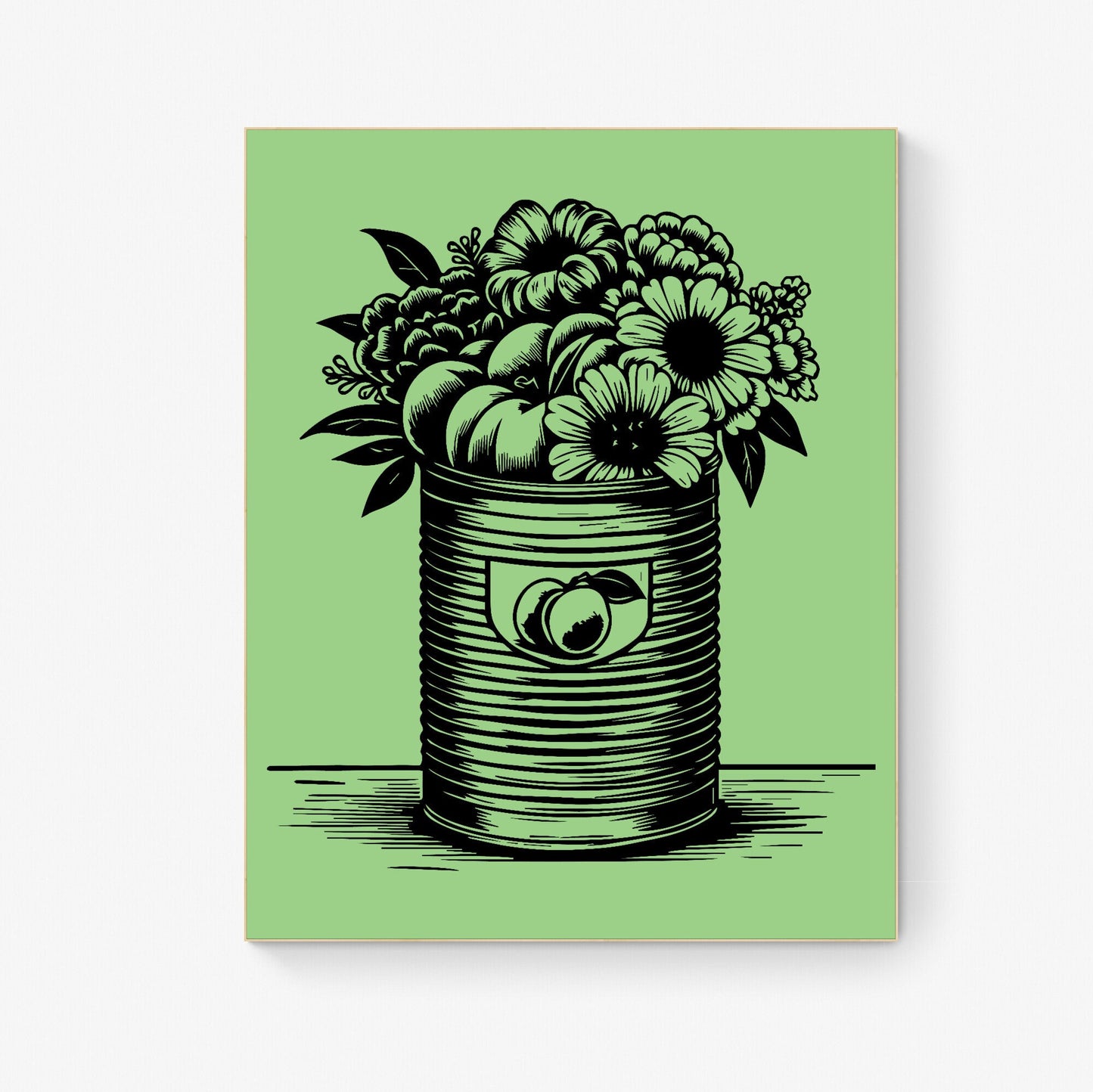 Whimsical Blossoms Peachy Vintage Tin & Floral Lithograph Art Print