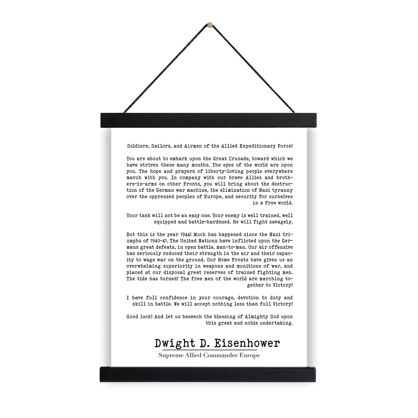 Eisenhower D-Day Order Art Print – WWII Military Typography Wall Art | Inspirational Historic Speech Poster | Home Decor Vintage-Style Gift
