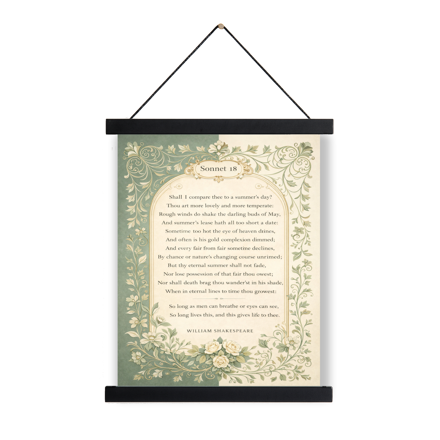 Shakespeare Sonnet 18 Quote Art Print | Shall I Compare Thee | Classic Literary Wall Artwork | Home Decor | William Morris Poster