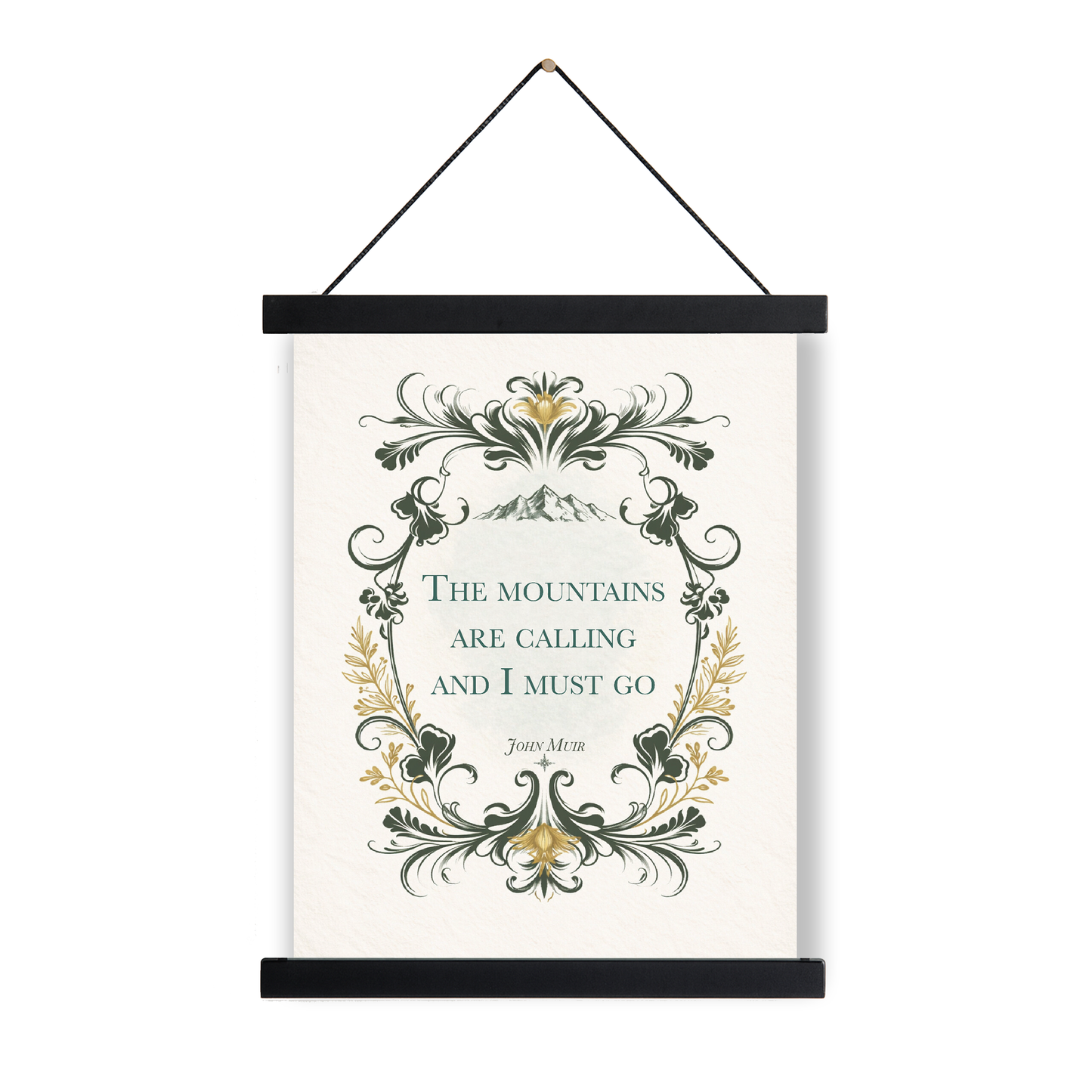 John Muir Quote Art Print | Mountains Are Calling | Nature Home Decor | Floral Wall Poster