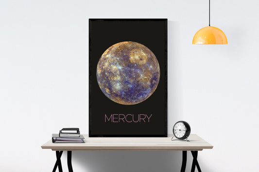 Mercury Print, Planet Prints, Mercury Photography, Mercury Wall Art, Space Print, Space Art, Mercury Poster, Astronomy, NASA JPL