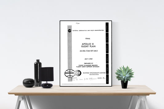 Apollo 11 Lunar Flight Plan | NASA Manual | 1969 Moon Landing Poster | Vintage Art Print | Earth | Tranquility Base