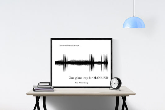 One Small Step For Man Sound Wave | Earth's Moon | NASA JPL | Lunar Art Print | Surface of the Moon | Apollo 11 | Neil Armstrong | Saturn V