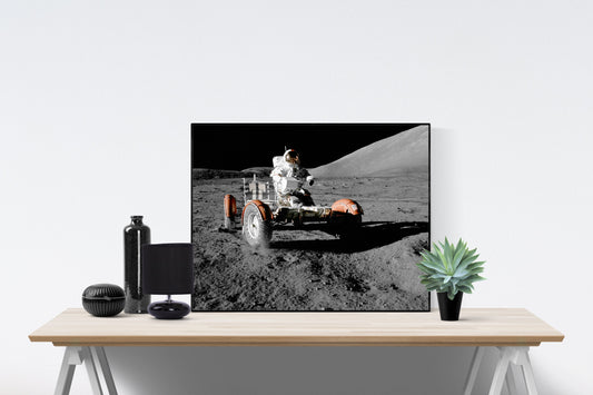 Earth's Moon | NASA JPL | Apollo 17 Lunar Rover | Lunar Art Print | Surface of the Moon | Astronaut | Eugene Cernan | Saturn V