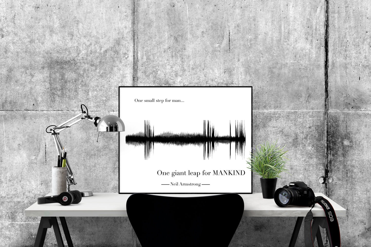 One Small Step For Man Sound Wave | Earth's Moon | NASA JPL | Lunar Art Print | Surface of the Moon | Apollo 11 | Neil Armstrong | Saturn V