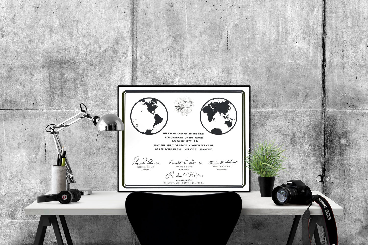 Earth's Moon | NASA JPL | Apollo 17 Lunar Plaque Replica | Space Art Print | Surface of the Moon | Gene Cernan | Saturn V