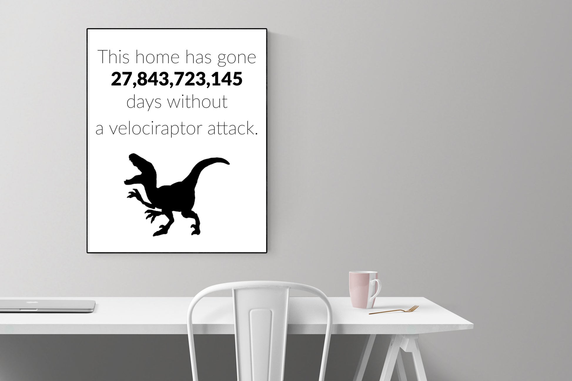 Without A Velociraptor Attack | Dinosaur Art Print