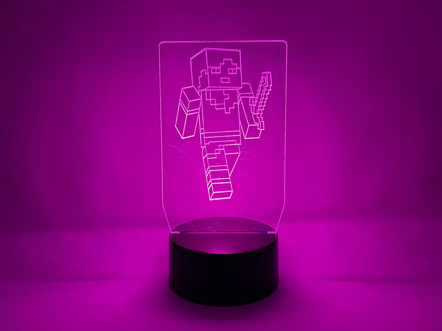 Your Avatar with a Sword LED Illusion Lamp | Video Game | Etched Acrylic With LED Light Strip | Gift