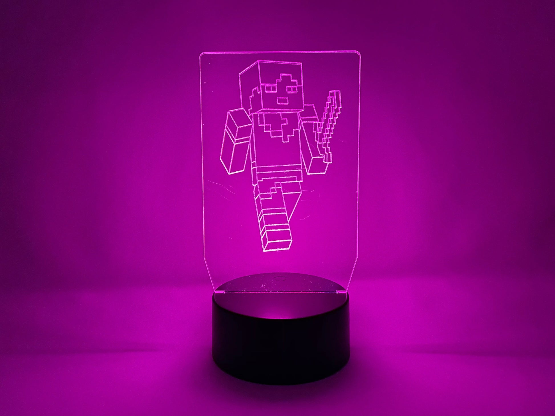Your Avatar with a Sword LED Illusion Lamp | Video Game | Etched Acrylic With LED Light Strip | Gift