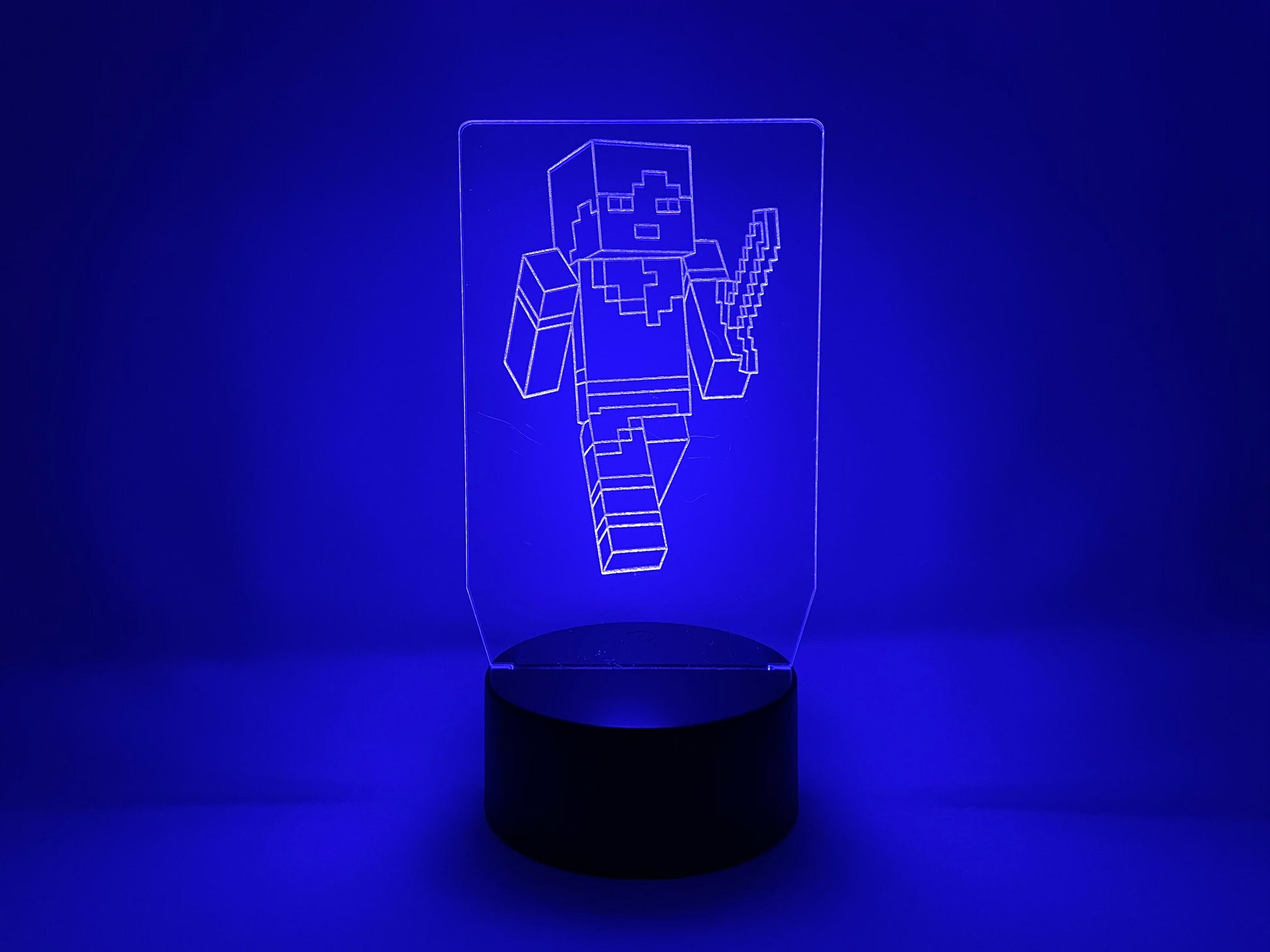 Your Avatar with a Sword LED Illusion Lamp | Video Game | Etched Acrylic With LED Light Strip | Gift
