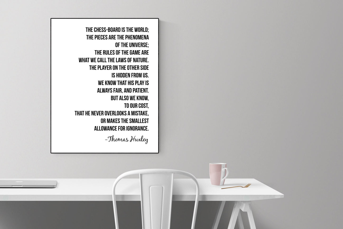 Thomas Huxley Chess Quote Art Print | The Chessboard Is The World | Motivational | Inspirational Home Decor | Living Room Artwork Poster