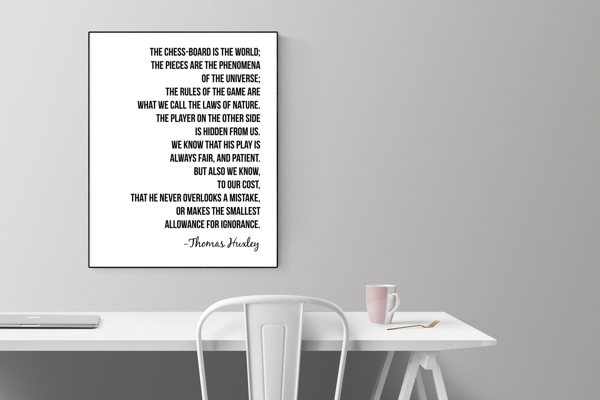 Thomas Huxley Chess Quote Art Print | The Chessboard Is The World | Motivational | Inspirational Home Decor | Living Room Artwork Poster