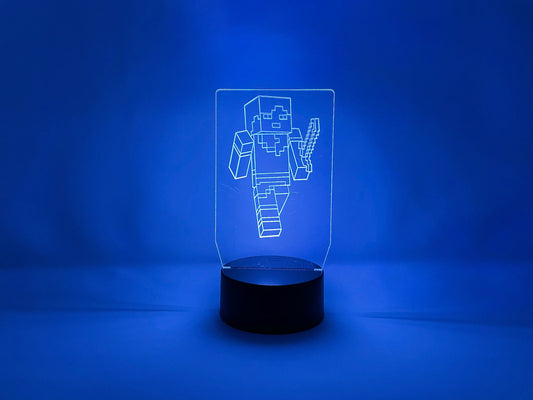 Your Avatar with a Sword LED Illusion Lamp | Video Game | Etched Acrylic With LED Light Strip | Gift