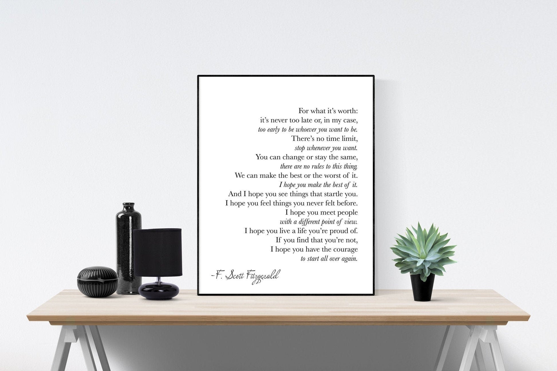 For What It Is Worth | F. Scott Fitzgerald Quote | Art Print
