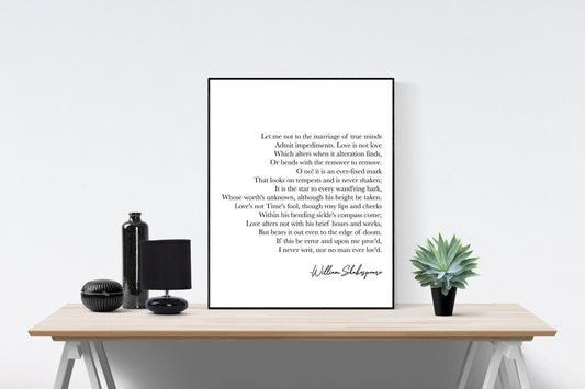 Let Me Not To the Marriage Of True Minds | Sonnet 116 | William Shakespeare | As You Like It | Art Print
