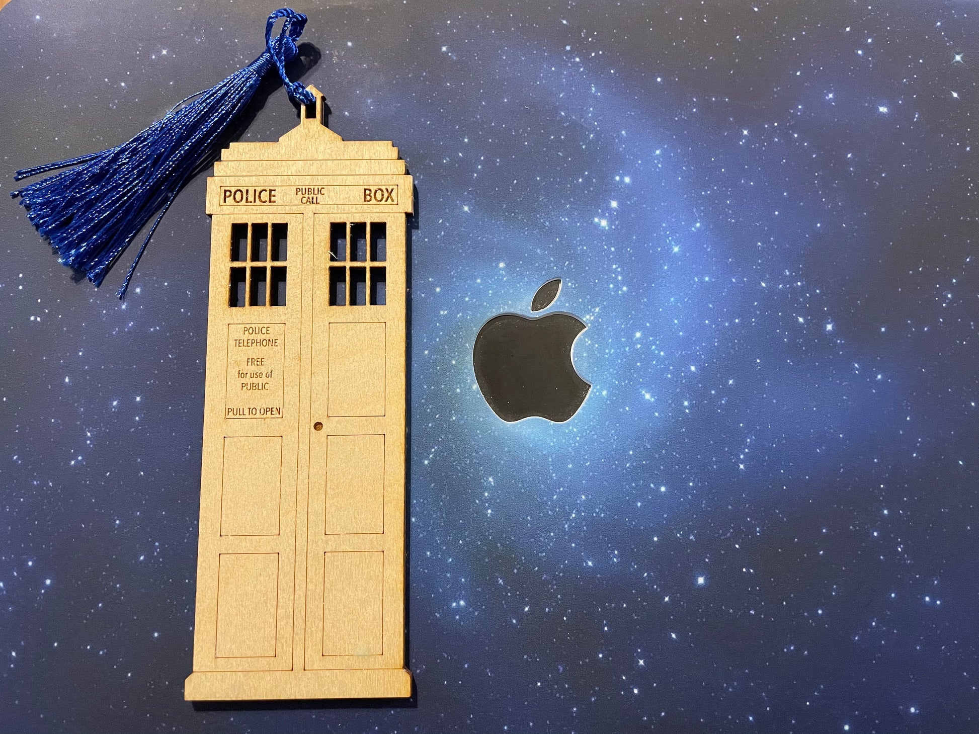 British Police Box Custom Bookmark | Wood With Tassel