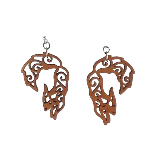 Swirling Fox Earrings | Wood Wings | Dangle Earrings