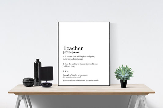 Teacher Definition | Educator Appreciation Gift | Free Personalization | Art Print