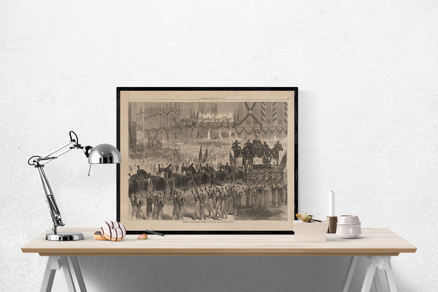 President Abraham Lincoln's Funeral Procession | Harper's Weekly Illustration | Art Print