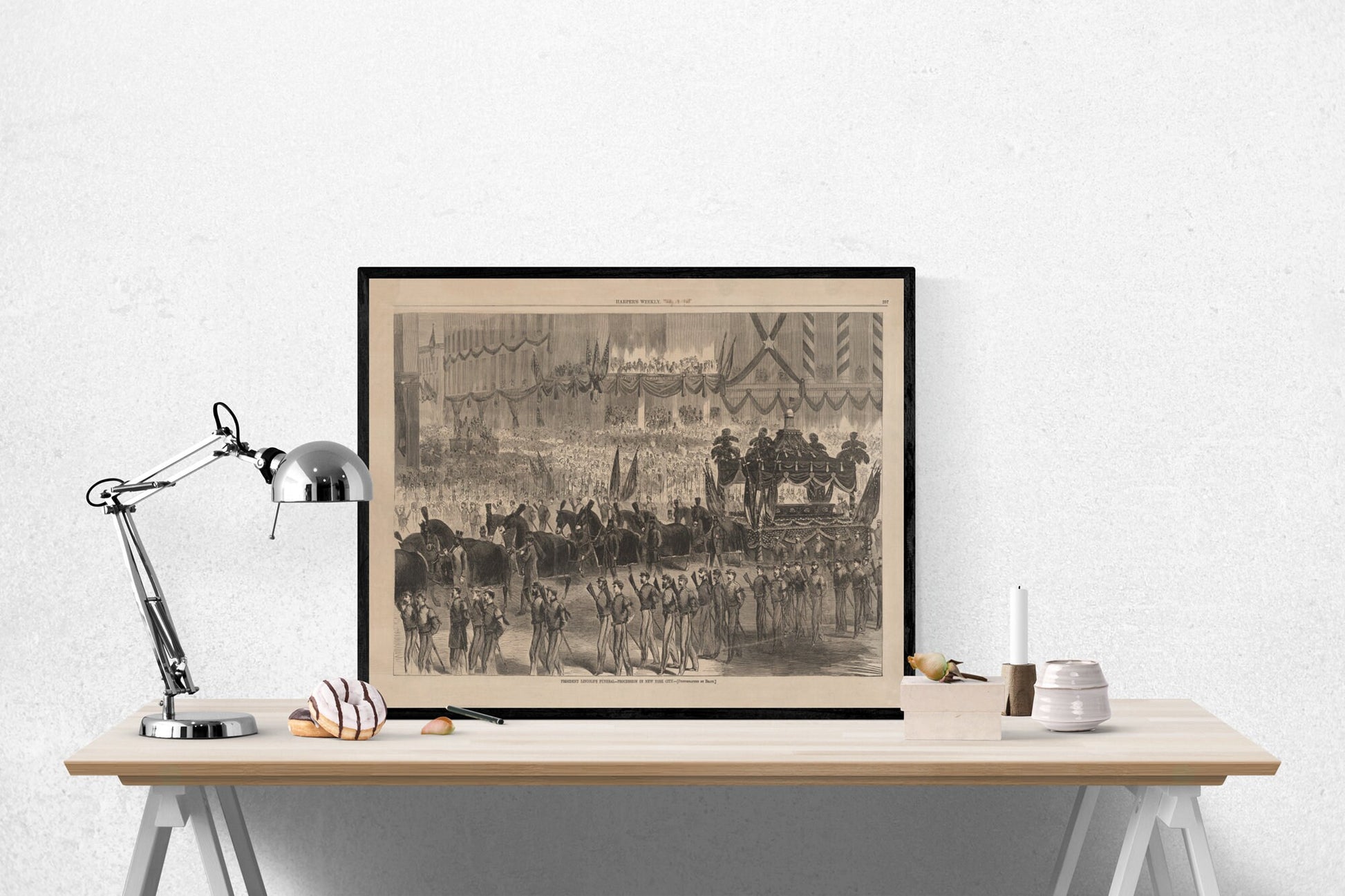 President Abraham Lincoln's Funeral Procession | Harper's Weekly Illustration | Art Print