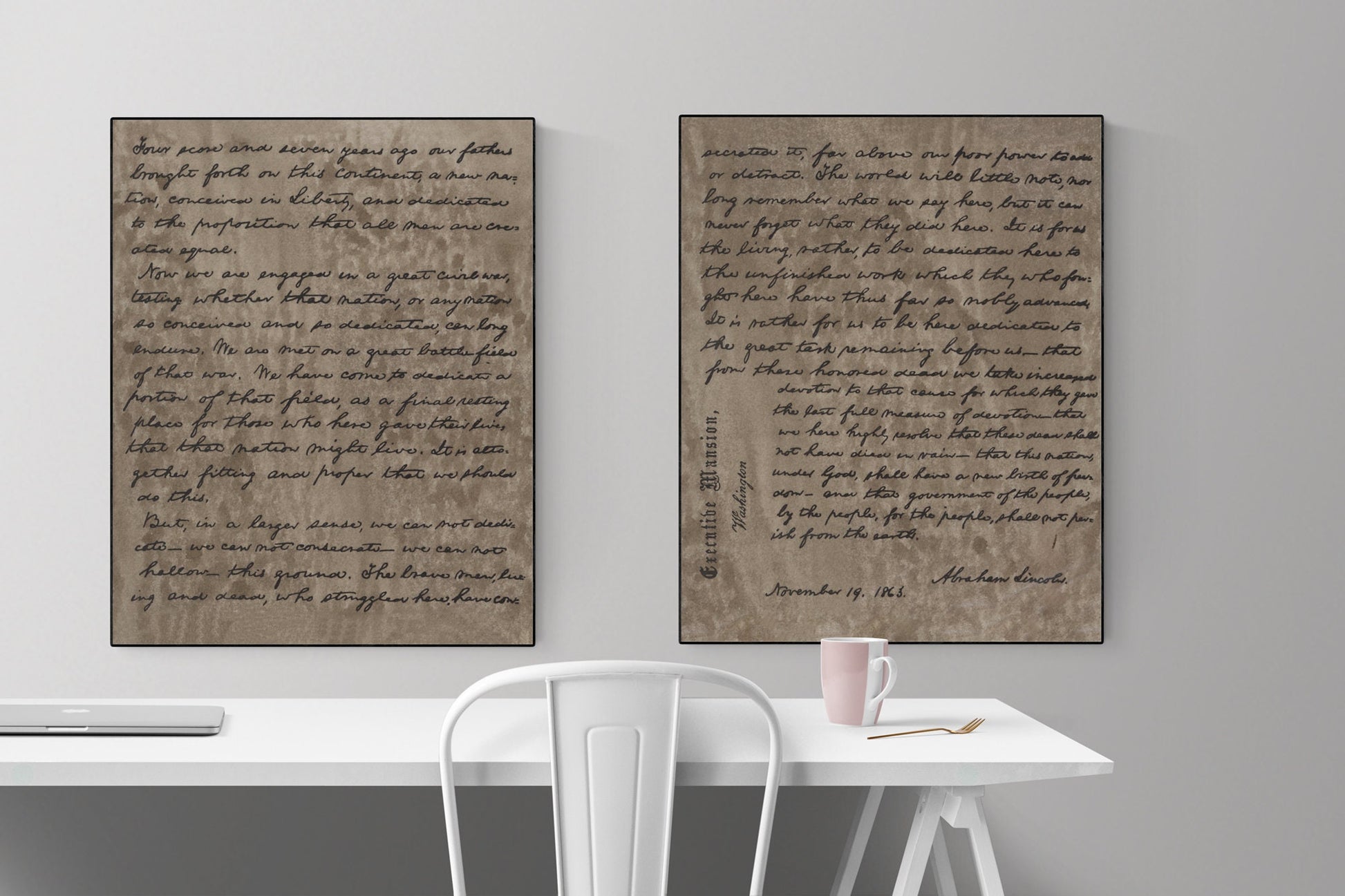 Gettysburg Address Speech | President Abraham Lincoln | Original Handwritten Draft | Art Print