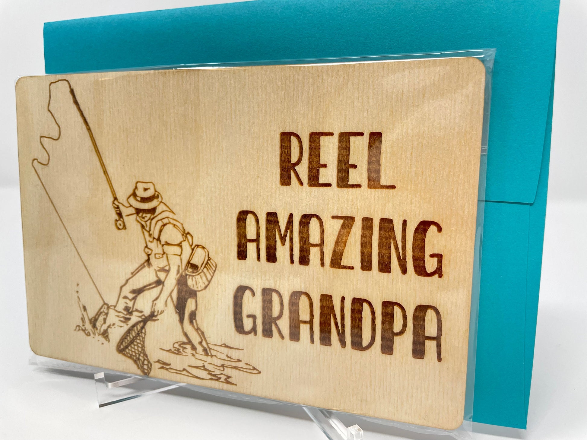 Reel Amazing Grandpa | Wood Card | Father's Day | Dad Birthday Gift | Grandfather | Fishing