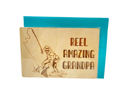 Reel Amazing Grandpa | Wood Card | Father's Day | Dad Birthday Gift | Grandfather | Fishing