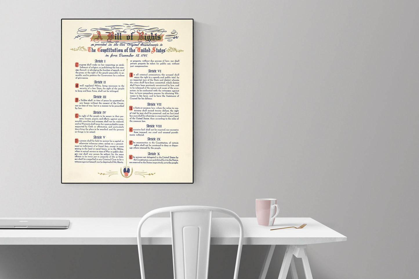 The Bill of Rights | American Revolution | United States Constitution | George Washington | Thomas Jefferson | Art Print