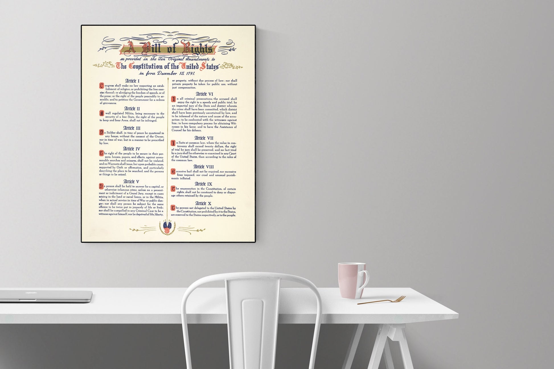 The Bill of Rights | American Revolution | United States Constitution | George Washington | Thomas Jefferson | Art Print