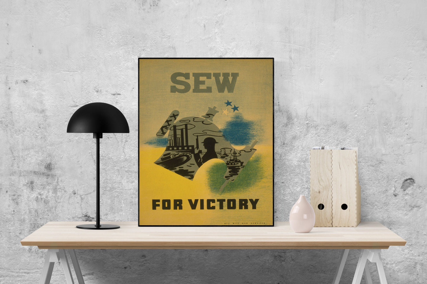 WW2 Sew For Victory Art Print | Vintage WPA Propaganda Art | Patriotic Sewing Room Wall Decor | History | Historical Reproduction Poster