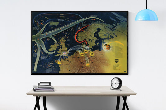 World War II In The North Sea Area Map | Operation Overlord | Dwight Eisenhower | World War 2 | Art Print