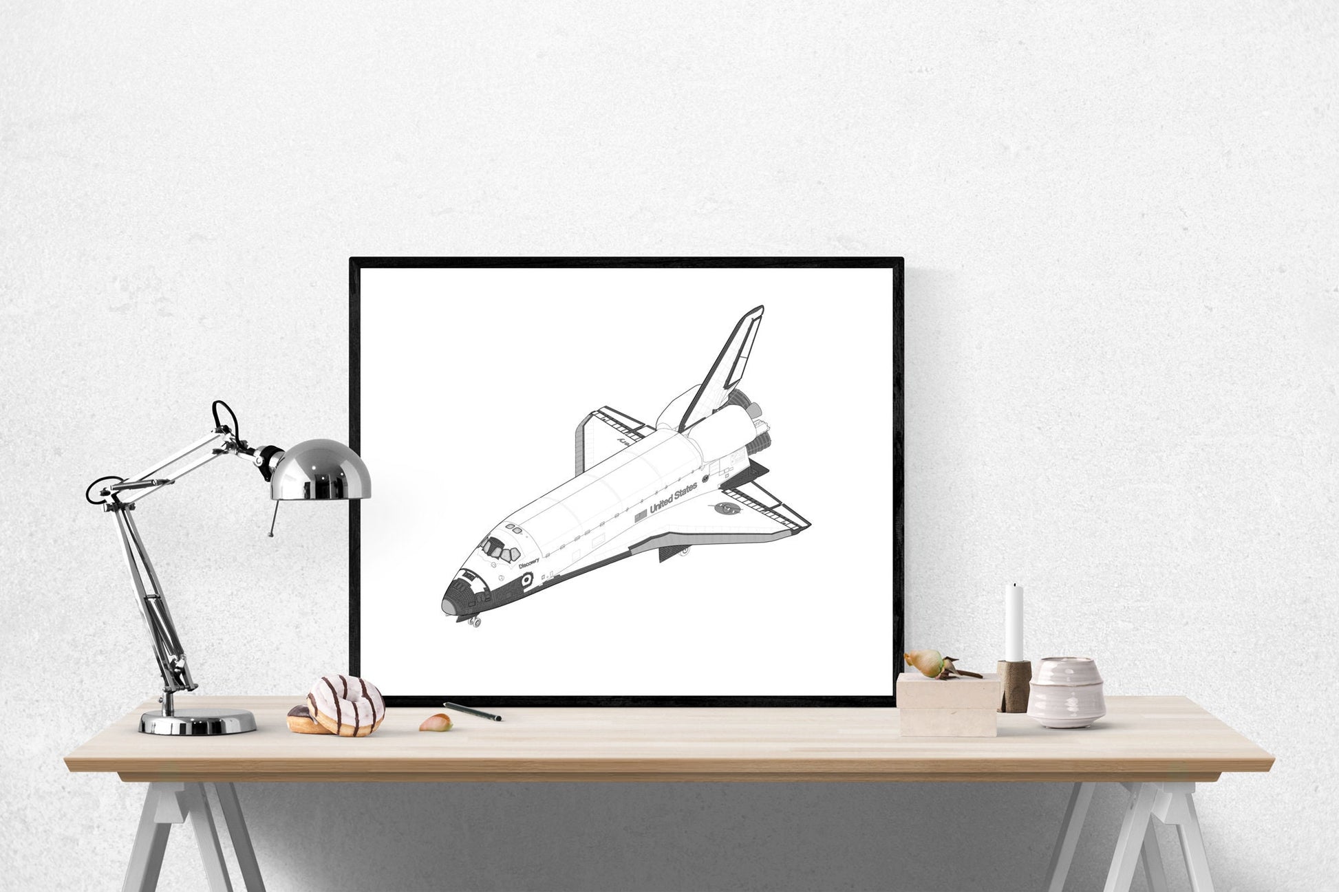 Discovery Space Shuttle | Blueprint Design Art Print