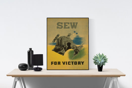 WW2 Sew For Victory Art Print | Vintage WPA Propaganda Art | Patriotic Sewing Room Wall Decor | History | Historical Reproduction Poster