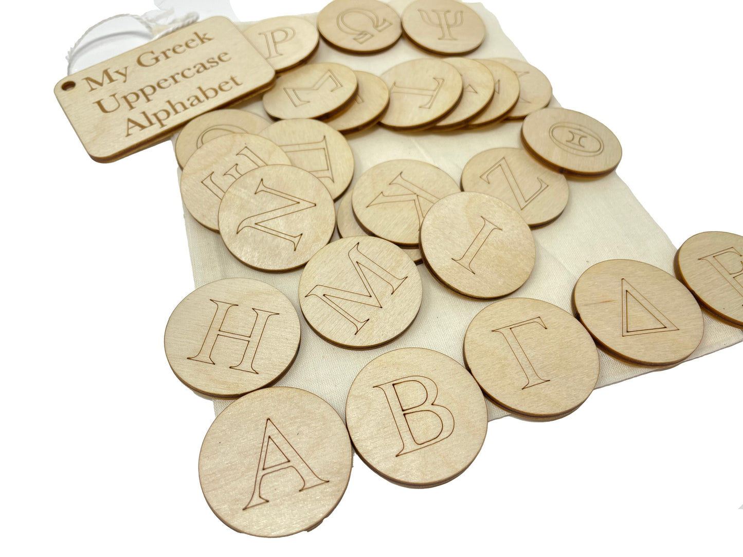 My Ancient Greek Bag | Uppercase And Lowercase Letters | Montessori | Early Education | Learning Alphabet | Spelling Toys | Burlap Bag Game